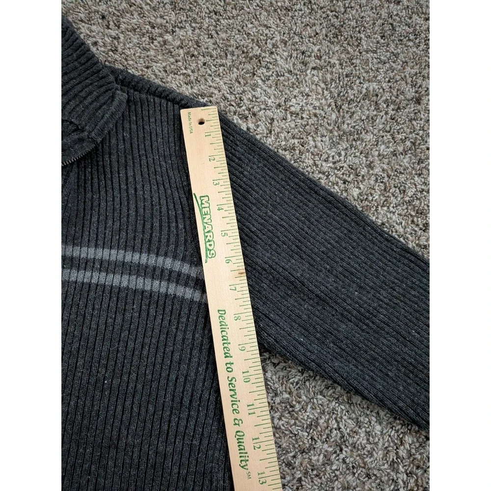 Aeropostale‎ Men's Sweater Pullover 1/4 Zip Gray Ribbed Knit Large Y2K